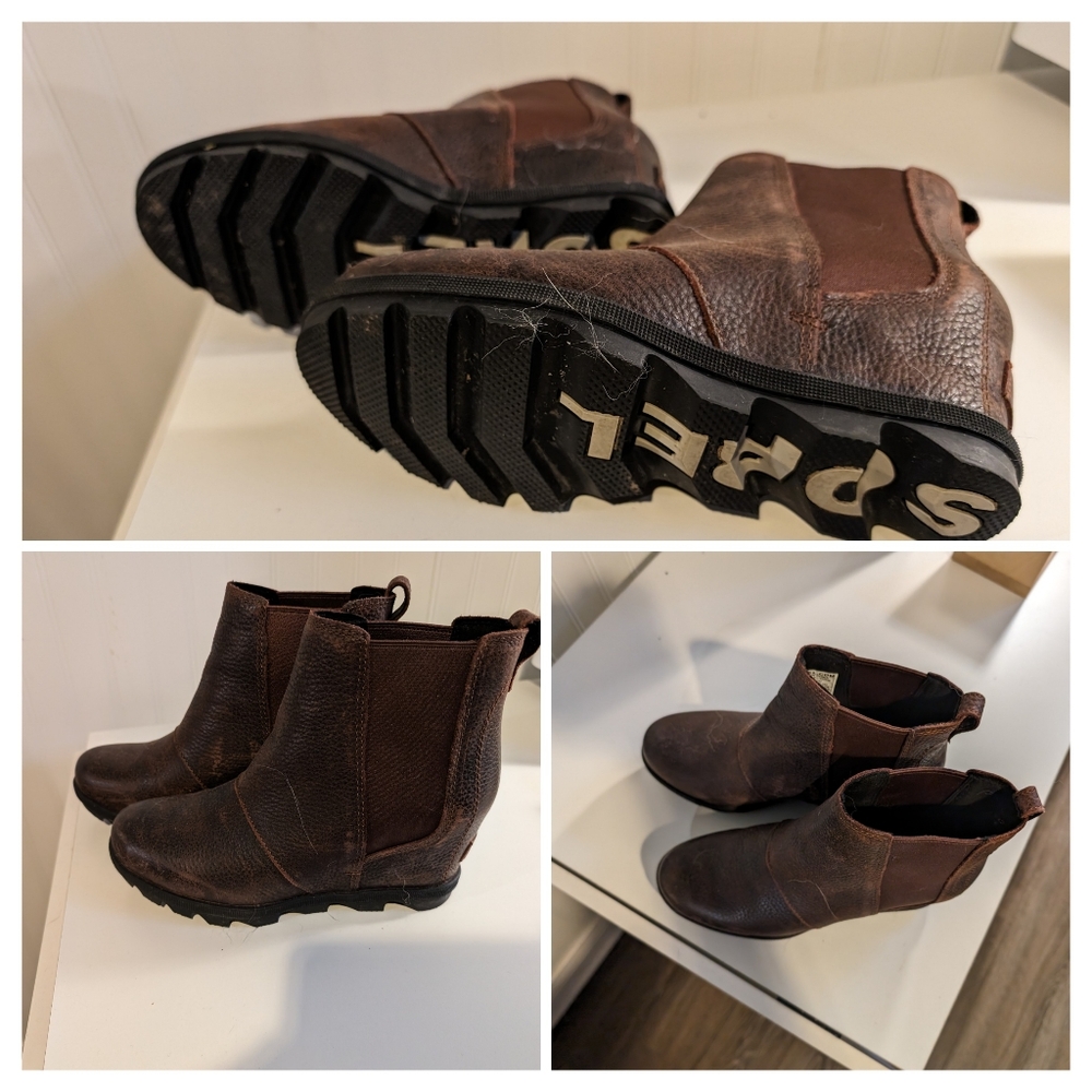 Sorel bootie, wedge, brown